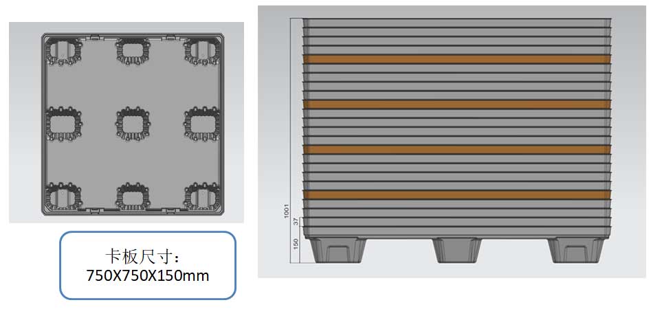 卡板尺寸：750X750X150mm