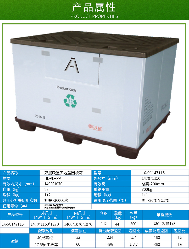 双层吸塑天地盖围板箱